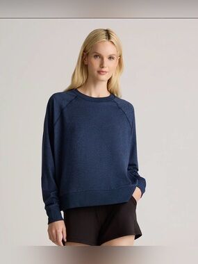 Quince Flowknit Pullover Crew in Heather Navy